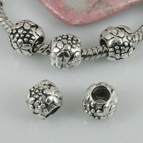 11pcs tibetan silver tone flower loose beads fit bracelet EF0404