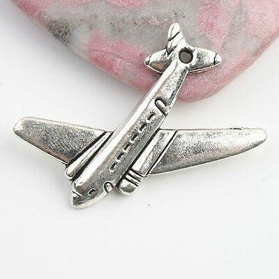 Tibetan Silver color airplane design charms 12pcs EF0064