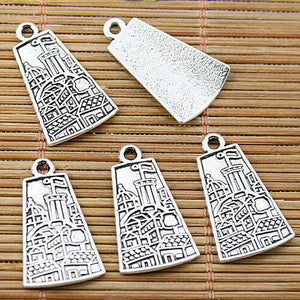 10pcs Tibetan silver house and flag charms EF1807