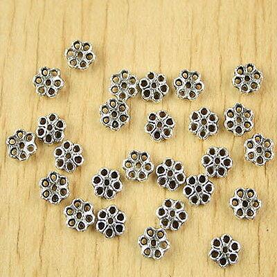 110pcs Tibetan silver flower beads cap h2722