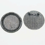 2pcs/lot Tibetan silver color ROUND shaped 30mm cabochon settings brooch design