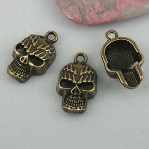 8pcs antiqued bronze color angry skull head charms EF0526