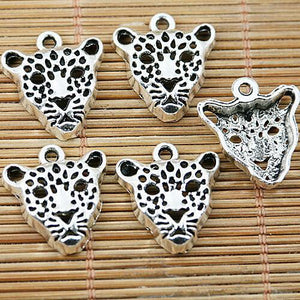 12pcs tibetan silver tone Leopard head design charms EF1539