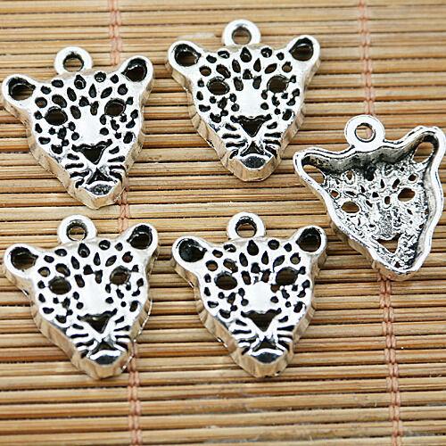 12pcs tibetan silver tone Leopard head design charms EF1539