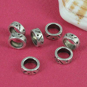 50pcs dark silver tone round spacer charms with big hole h0836