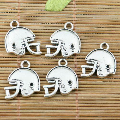 8pcs tibetan silver tone 2side New York Giants helmet design charms EF2333