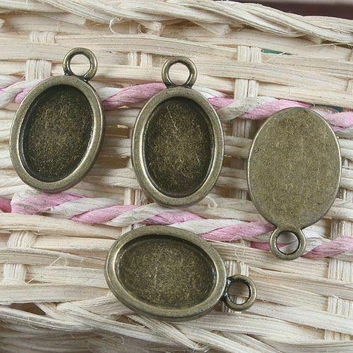 10pcs antiqued bronze oval photo frame 14x10mm cabochon settings G1025