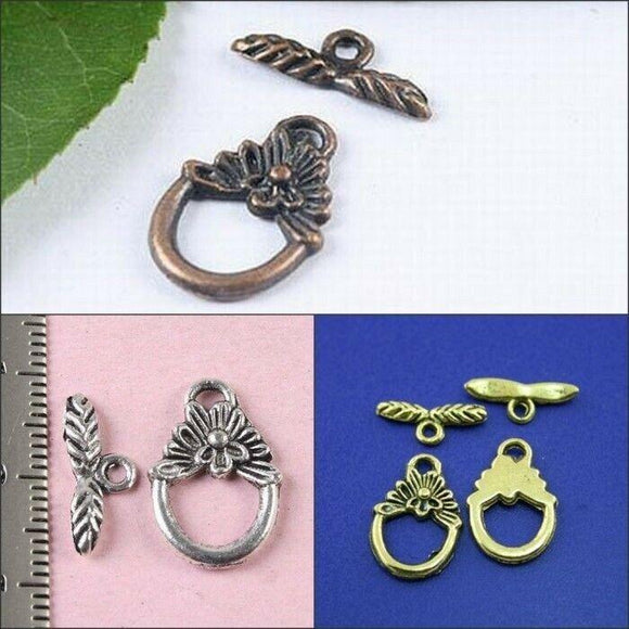 Pick flower floral simple style toggle clasp in 3colors for jewery making