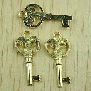 30pcs gold-tone key charms findings h1490