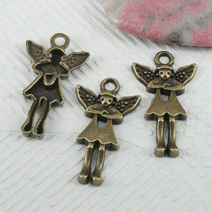 16pcs antiqued bronze color fairy angel design charms EF0613