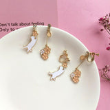 S925 silver Jewelry Stud Earring Floral Cute Cat Diamond asymmetric Earring