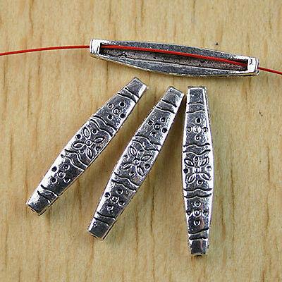 24pcs Tibetan silver floral bar spacer charms h1070