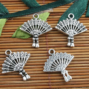 Tibetan Silver color fan design  charms 20pcs EF0126