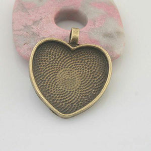 5pcs antiqued bronze color heart shaped pendant charm settings G1953