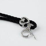 Black Color Necklace Cord Heart Rhinestones Bail Link Clasp   1pc CL27