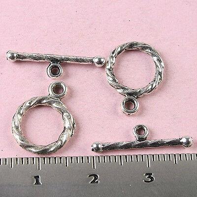 24sets Tibetan silver curved toggle clasps h1589