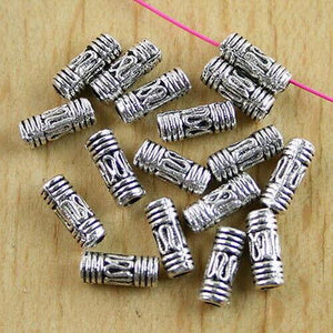 60pcs Tibetan silver color crafted 8mm long spacer beads H2664