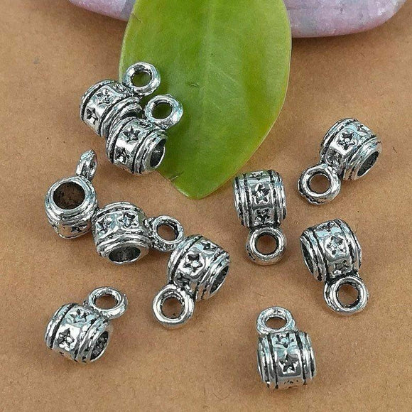 50pcs tibetan  silver color crafted stars pattern bail connector  H0711