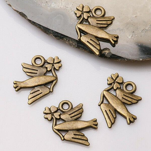 20pcs antiqued bronze color 2sided lucky bird  design charms  EF3482