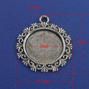 4pcs antiqued silver round pattern picture frames cabochon size 20mm G780