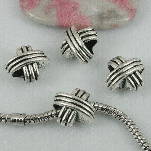 8pcs tibetan silver color 2sided textured loose beads EF0470