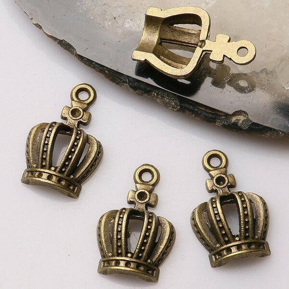 8pcs antiqued bronze color crafted crown design  charms  EF3467