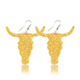 Fashion Jewelry Hook Earring Cute Cow Head sequins Leather earrings