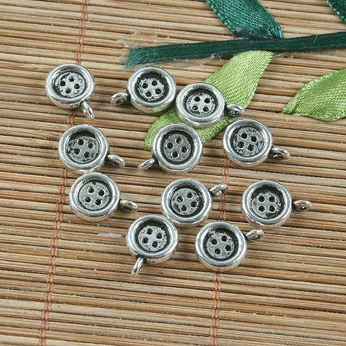 20pcs antiqued silver little button pendant G1247