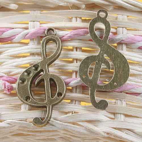 7pcs antiqued bronze music note pendant charm G744