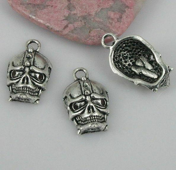 8pcs tibetan silver color skull head charms EF0492