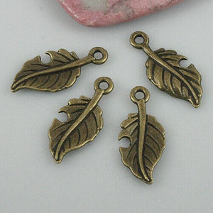 20pcs antiqued bronze color leaf with veins charms EF0540