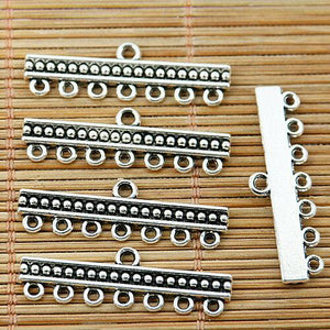 12pcs tibetan silver tone studded 1-7holes link connector EF1769