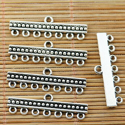 12pcs tibetan silver tone studded 1-7holes link connector EF1769