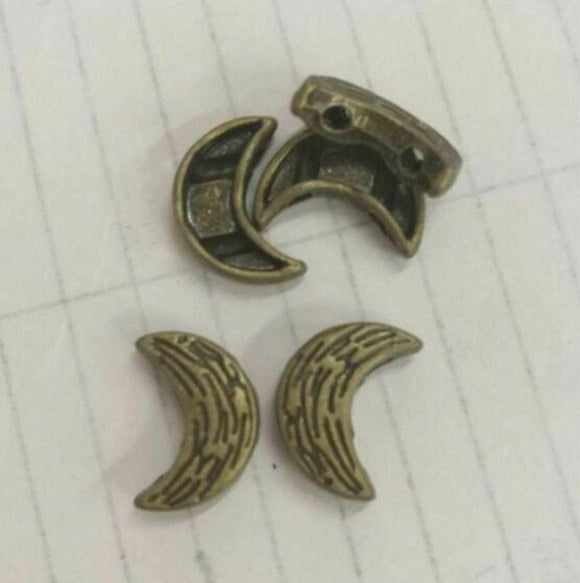 18pcs antiqued silver color two holes moon charm beads G1234