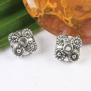 14pcs dark silver tone square spacer bead h3404