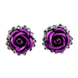 Fashion Jewelry Stud Earring Rose Floral White Sapphire Earring 2.0*2.0cm