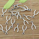 100pcs Tibetan silver color Wishbone charm pendants EF1358