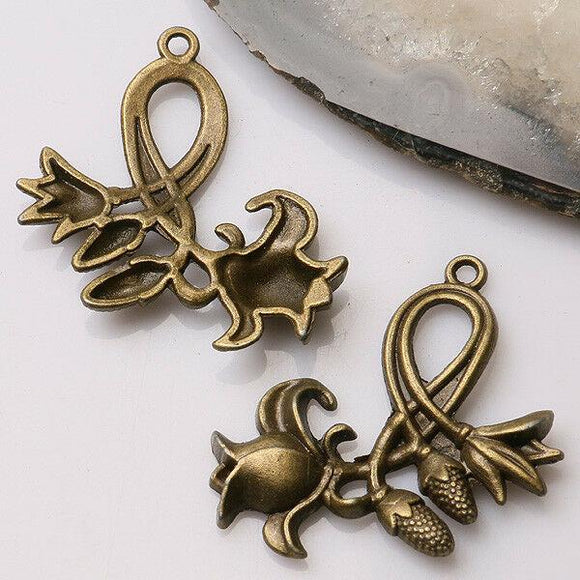 5pcs antiqued bronze color crafted flower design  charms  EF3469