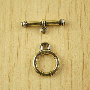 10sets dark gold-tone round toggle clasps h2072