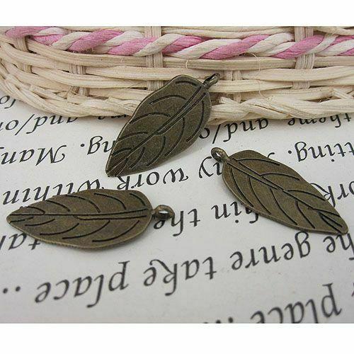 10pcs 26x13mm antiqued bronze color leaf charms G444