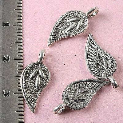 50pcs Tibetan silver leaf charm findings h1438