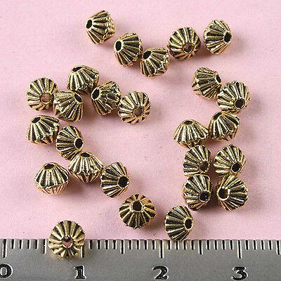 50PCS dark gold tone texture spacer beads h1773