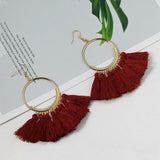 Fashion Bohemian Earrings Hook Tassel Fringe Boho Dangle Earrings Jewelry 1 Pair