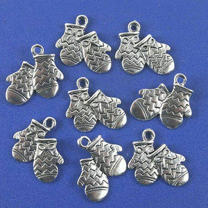 30pcs antiqued silver couple mittens design pendant charm G979