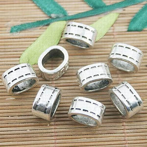 6pcs tibetan silver color 2sided oval shaped  spacer beads H0582