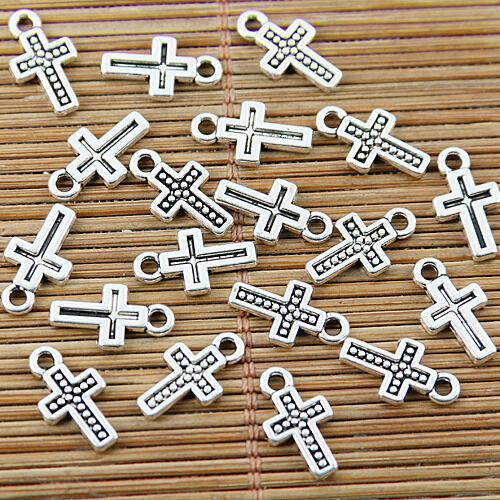 120pcs tibetan silver tone cross charms EF1709