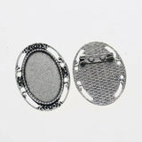 Lote de 2 cabujón ovalado de color plata tibetana de 25 x 35/25 x 18 mm, 30 x 40 mm y 13 x 18 mm, con diseño de broche.