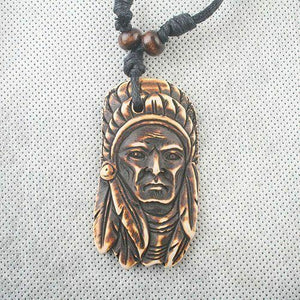 1pc tribal man Imitate with wooden beads Pendant Necklace C826
