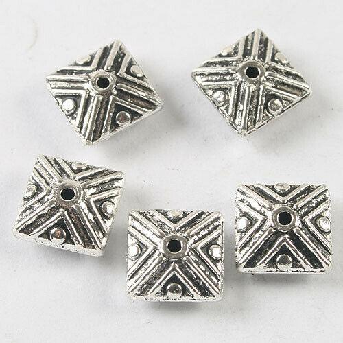 14pcs dark silver tone 10.3mm Square spacer beads h3792