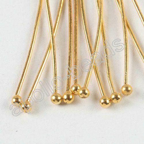 100pcs gold tone ball head pins h3978